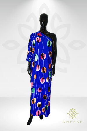 Celine One-Shoulder Kaftan – Blue Print