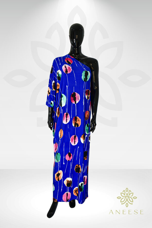 Celine One-Shoulder Kaftan – Blue Print