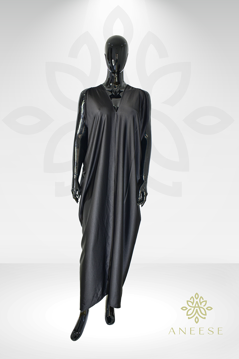 The Akari Dress – Black Satin