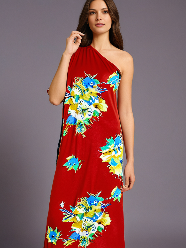 Celine One-Shoulder Kaftan - Image 2