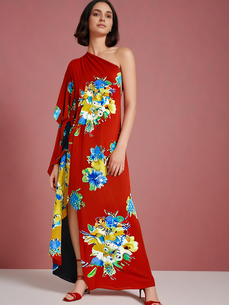 Celine One-Shoulder Kaftan - Image 3