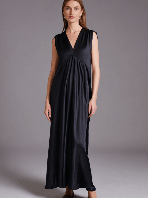 The Akari Dress – Black Satin - Image 2