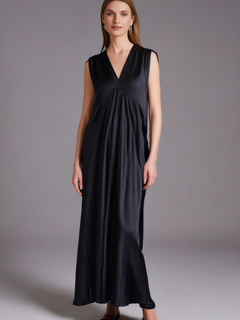 The Akari Dress – Black Satin - Image 2