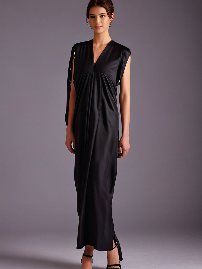 The Akari Dress – Black Satin - Image 3