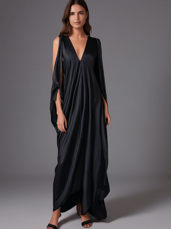 The Akari Dress – Black Satin - Image 4
