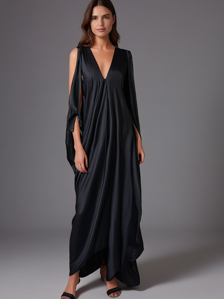 The Akari Dress – Black Satin - Image 4