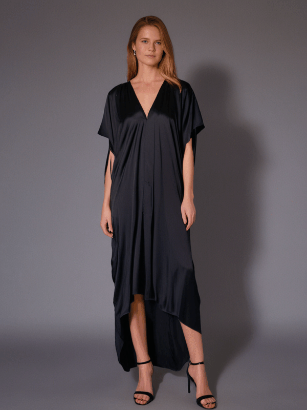 The Akari Dress – Black Satin - Image 2