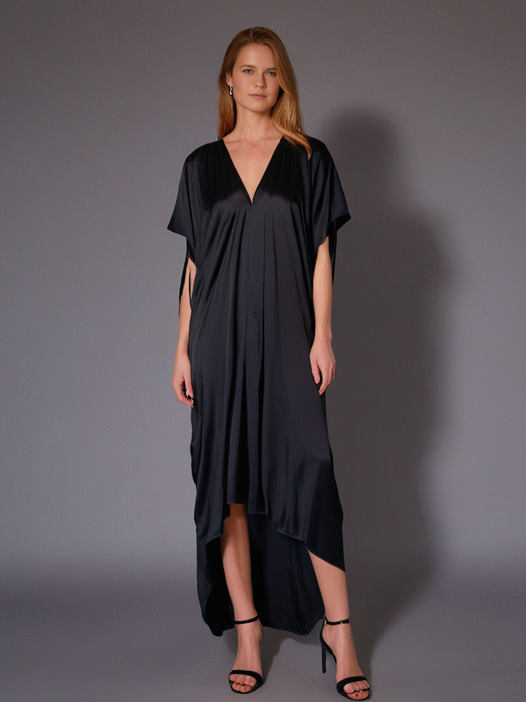 The Akari Dress – Black Satin - Image 2