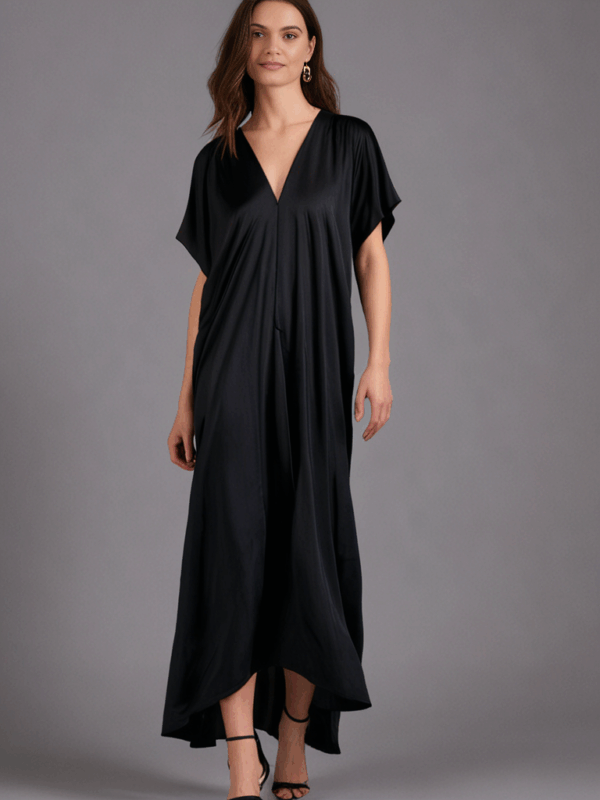 The Akari Dress – Black Satin - Image 3