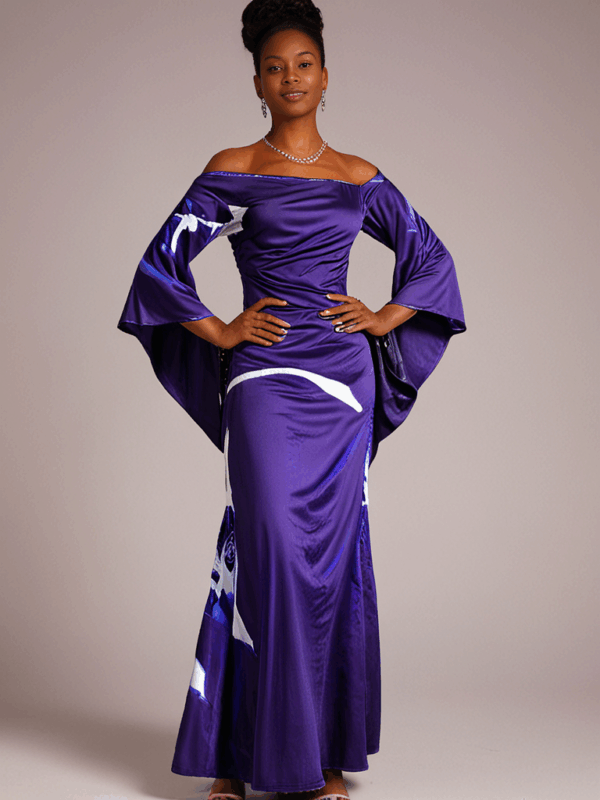 Farida Purple Butterfly Kaftan – Graceful, Bold & Flattering - Image 2