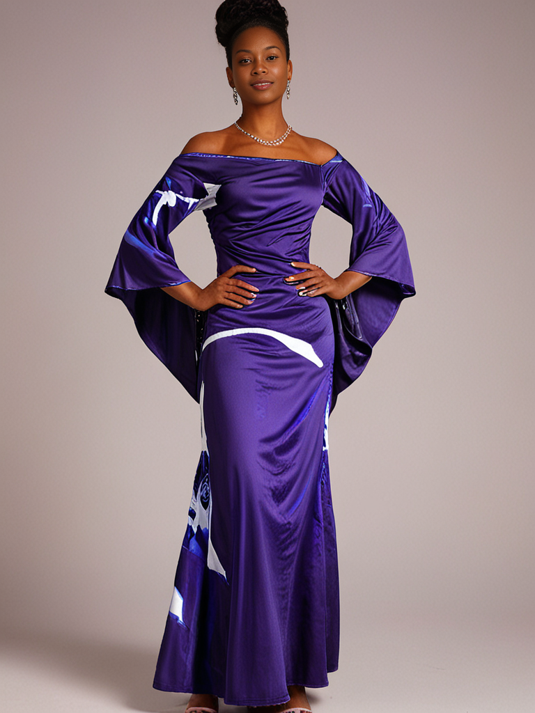 Farida Purple Butterfly Kaftan – Graceful, Bold & Flattering - Image 2