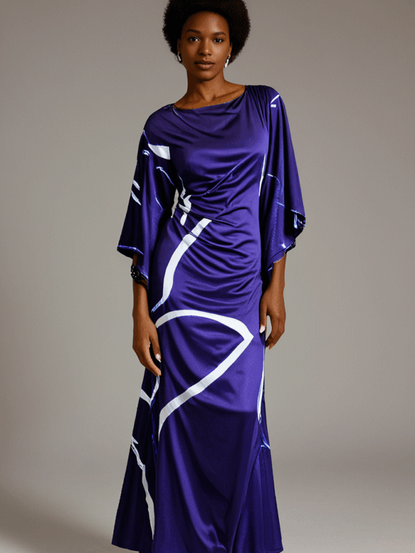 Farida Purple Butterfly Kaftan – Graceful, Bold & Flattering - Image 4