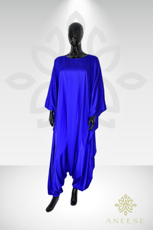 Aria Chic Satin Jumpsuit Kaftan – Royal Blue