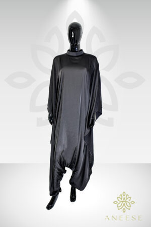 Loose-fitting jumpsuit Aria Chic Satin Jumpsuit Kaftan – Classic Black