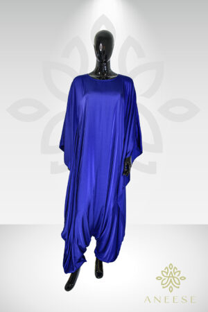 Aria Chic Satin Jumpsuit Kaftan – Royal Blue