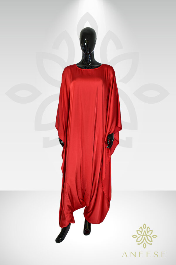 Aria Chic Satin Jumpsuit Kaftan – Bold in Red