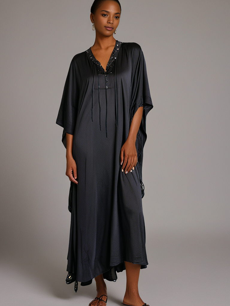 The Luna Kaftan – Black - Image 3