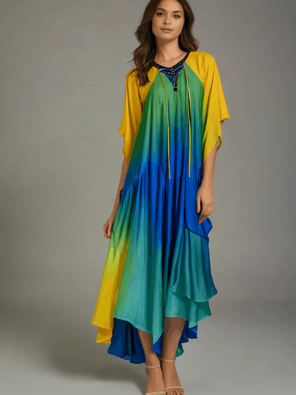 The Luna Kaftan – Yellow to Blue Gradient - Image 2