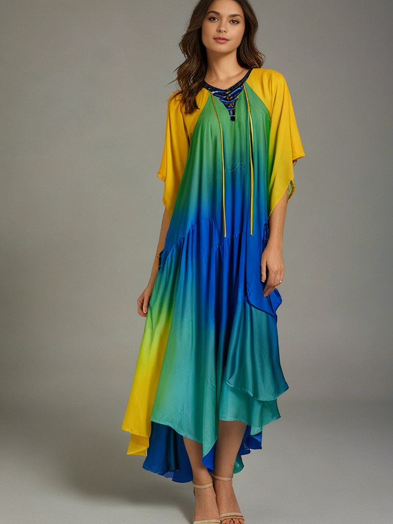 The Luna Kaftan – Yellow to Blue Gradient - Image 2