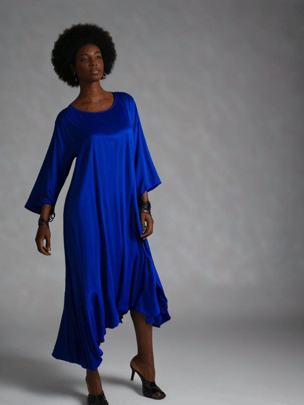 Aria Chic Satin Jumpsuit Kaftan – Royal Blue - Image 2