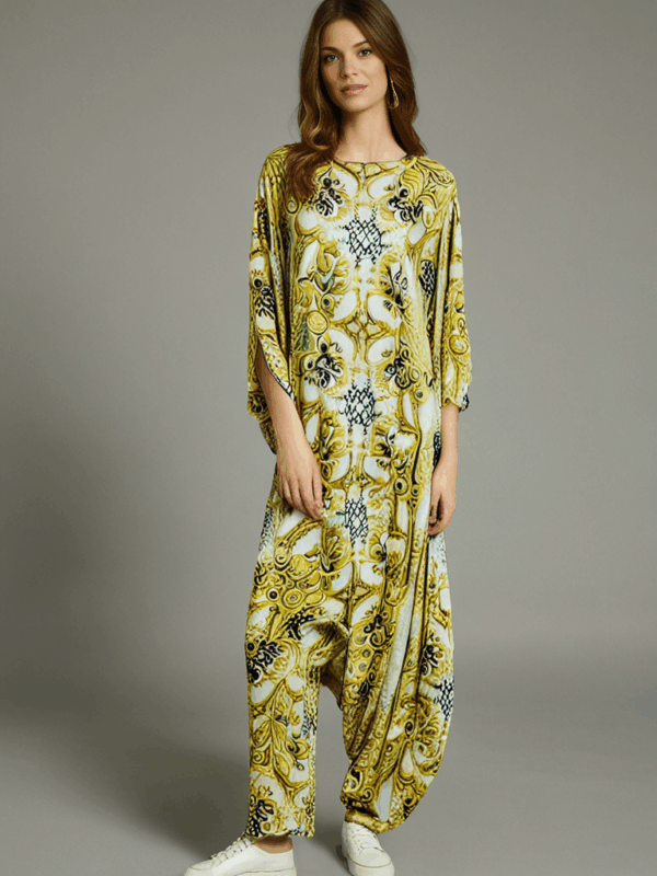 Aria Chic Satin Jumpsuit Kaftan – Classic Black - Image 3