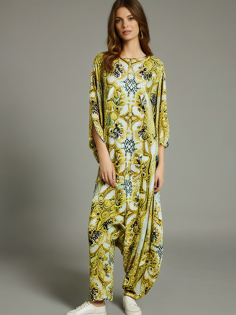 Aria Chic Satin Jumpsuit Kaftan – Classic Black - Image 3